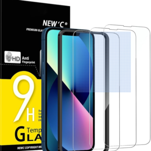 new’c 3 pack tempered glass screen protector for iphone 14 / 13 / 13 pro (6.1”) – 9h ultra clear case friendly