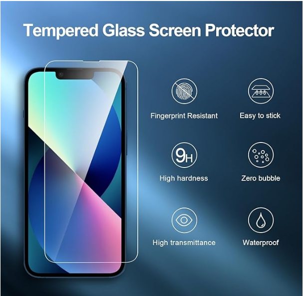NEW’C 3-Pack Tempered Glass Screen Protector for iPhone 14 / 13 / 13 Pro (6.1”) – 9H Ultra Clear Case Friendly new’c 3 pack tempered glass screen protector for iphone 14 / 13 / 13 pro (6.1”) – 9h ultra clear case friendly