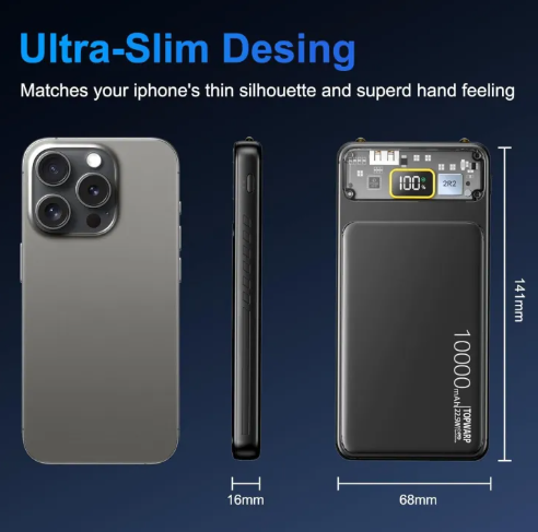 10000mAh Fast Charging Power Bank with LED Digital Display – Slim Portable Backup Charger 10000mah fast charging power bank with led digital display – slim portable backup charger